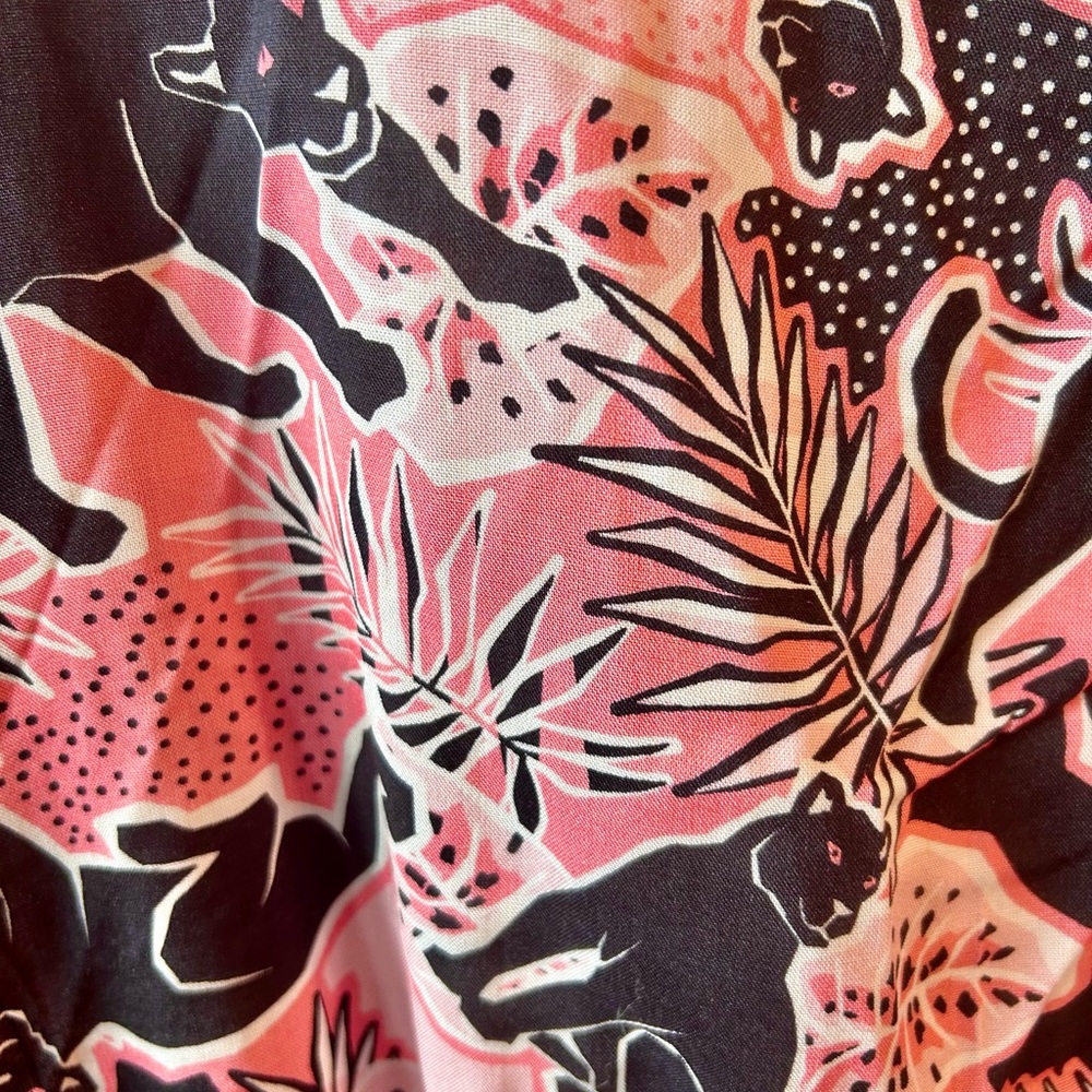 BCBG NWT Pink and Black Cat Print Romper - Picture 5 of 6
